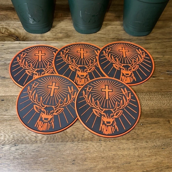 11PC Jägermeister herbal liqueur bundle lot green 5” plastic logo cups/coasters - Picture 6 of 16